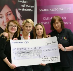 True Colours concert presentation of cheque to Marriage Equality